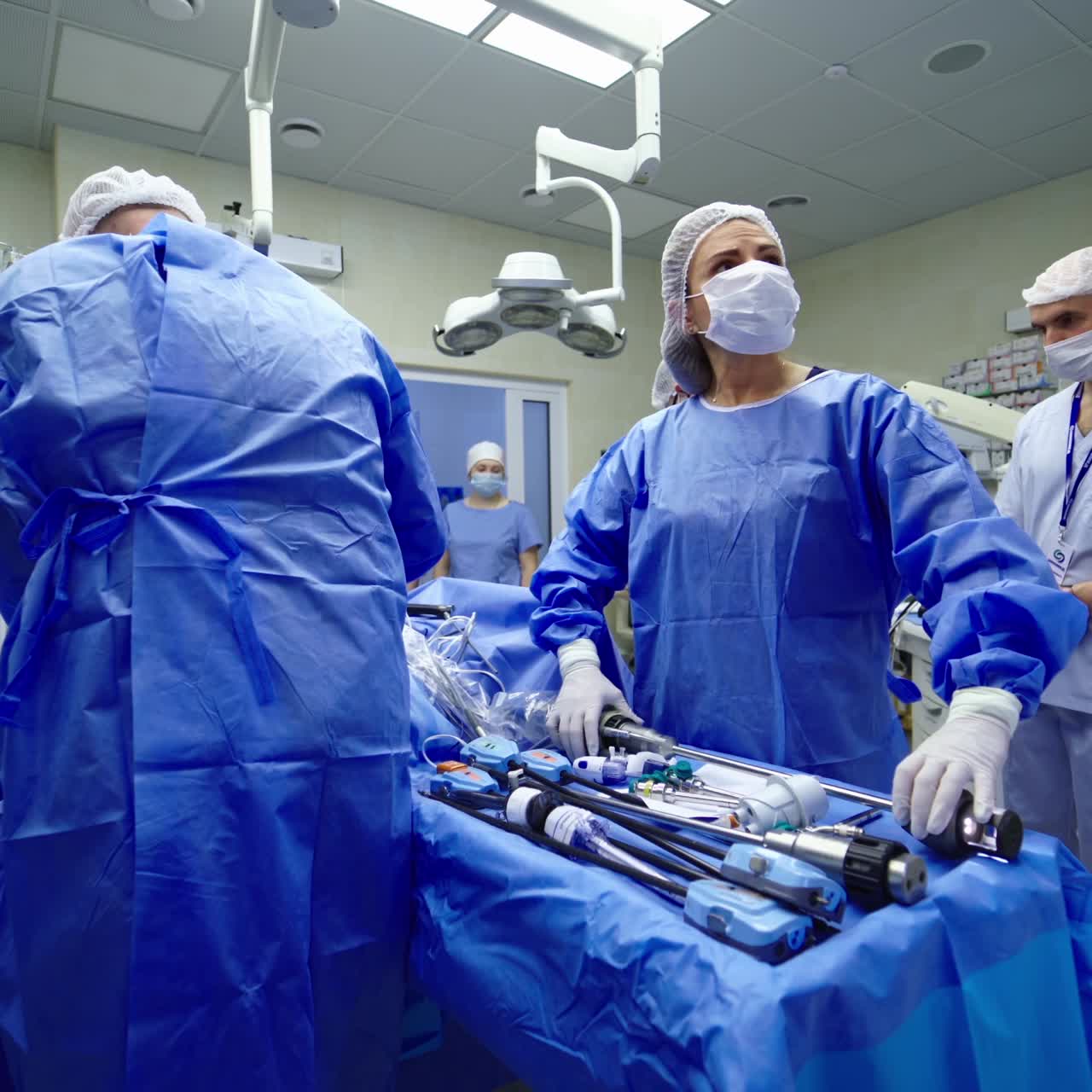 Medical robot da Vinci. Robotic surgery with the da Vinci surgical system