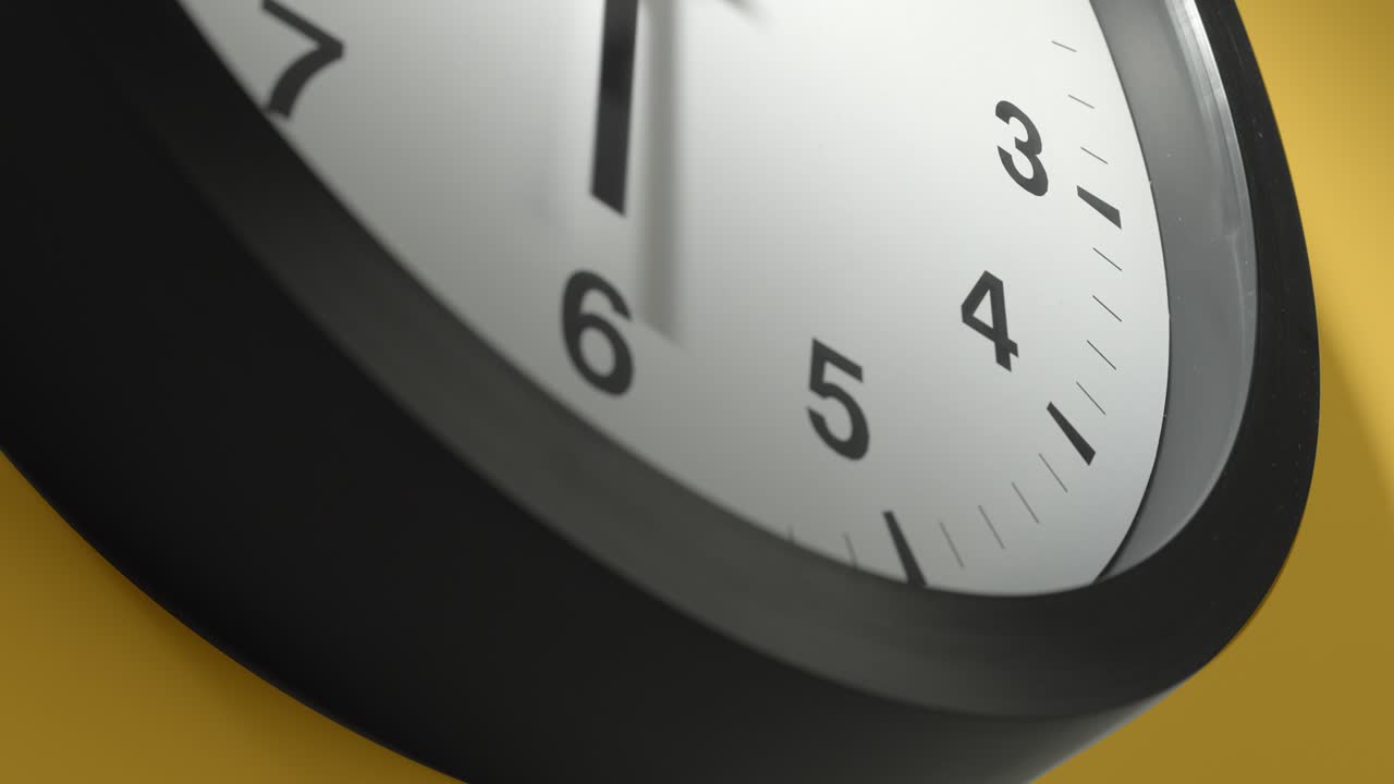 Clock Face on Yellow Wall in Time Lapse