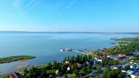 podersdorf lighthouse on pier in lake neusiedl, austria