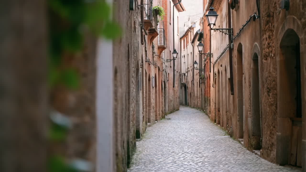 Charming Cobblestone Alley in an Old European Town