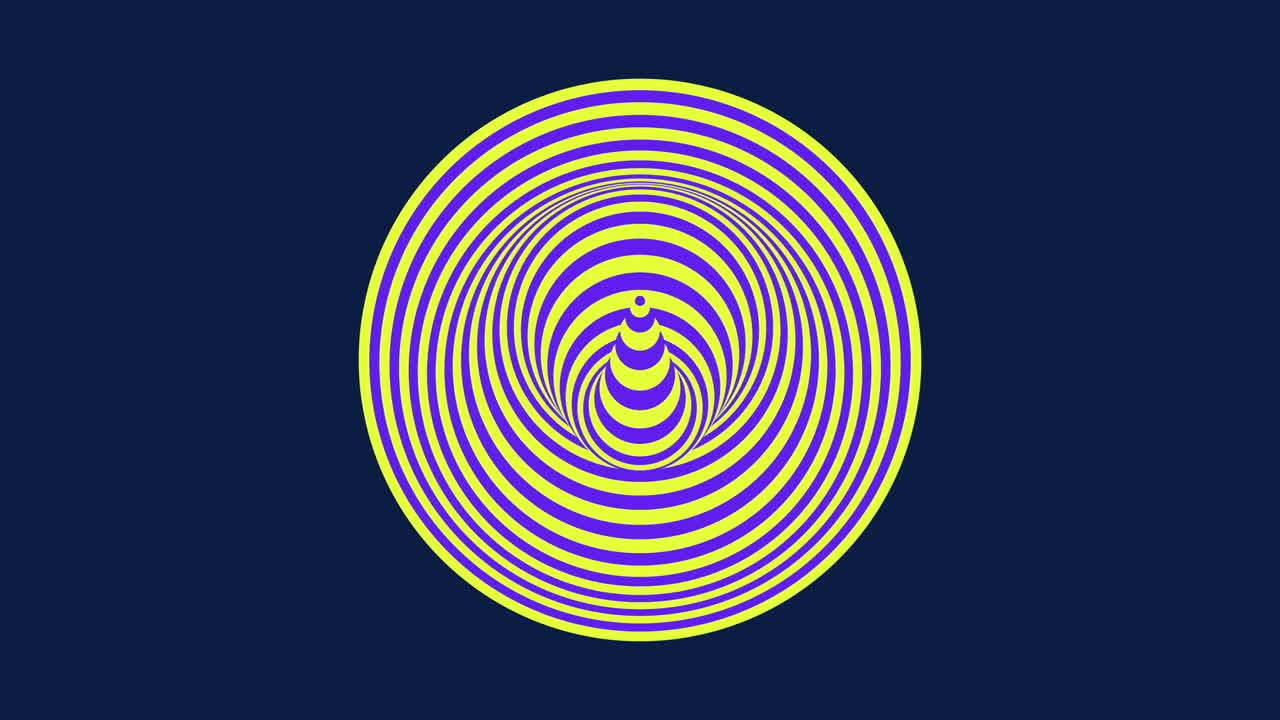 espiral giratoria vibrante en un patrón circular, con líneas amarillas y azules