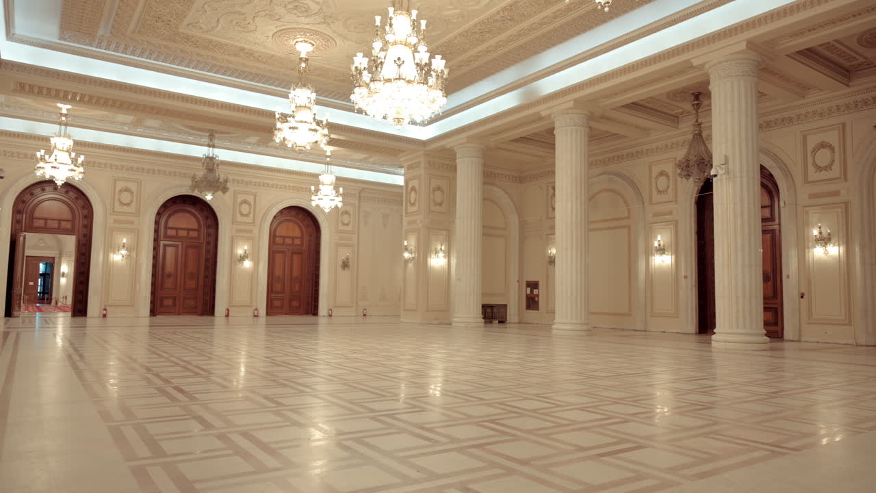The inside of the Palace of Parliament in Bucharest, Romania