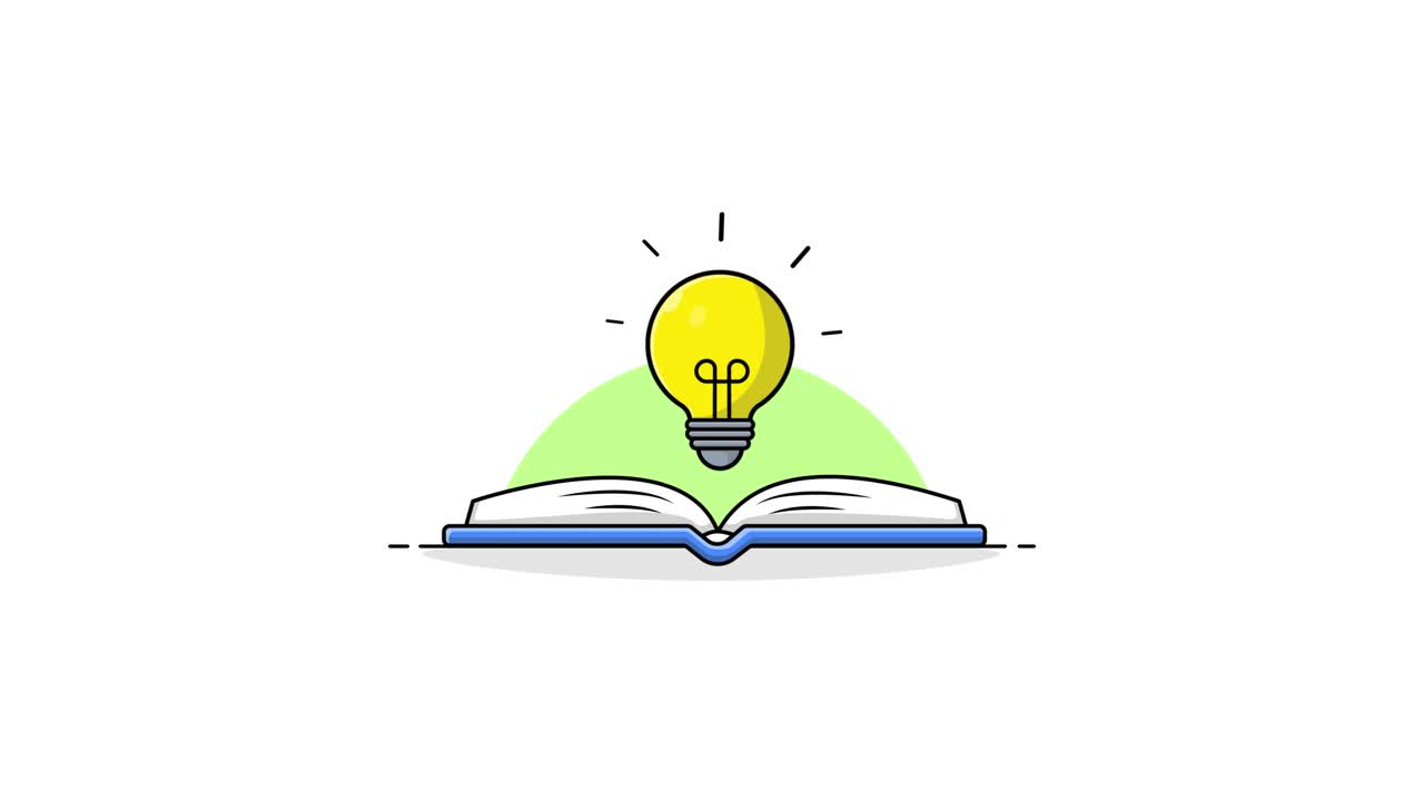 Animated Lightbulb Appearing from Open Book