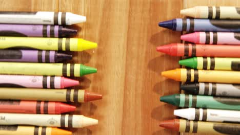 close-up of multicolored crayons