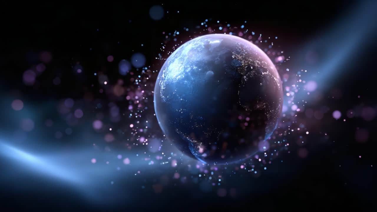 A Stunning Visual Representation of Earth Surrounded by Ethereal Particles and Cosmic Light in an Enigmatic Universe, Capturing Earth's Beauty and Mystique