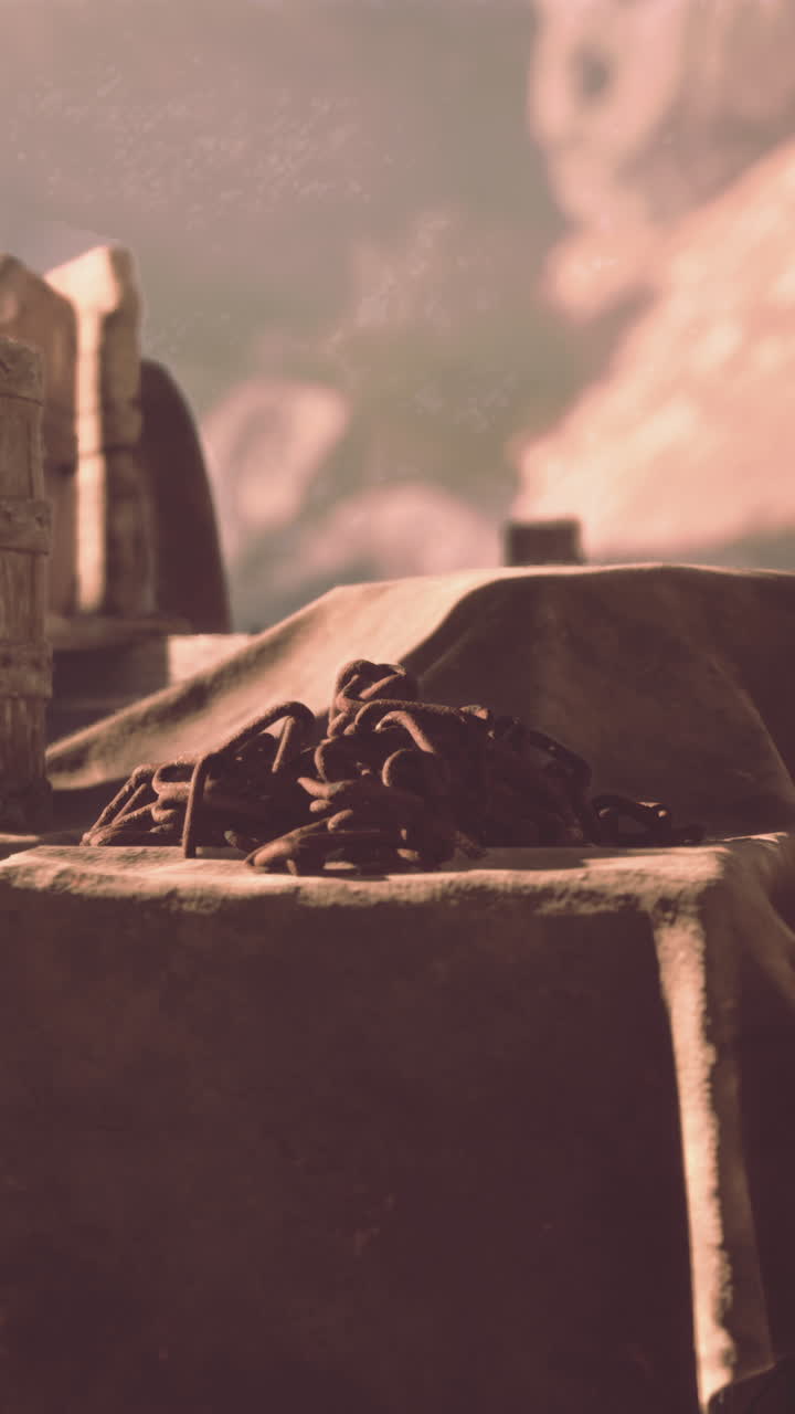 cadena oxidada en tela marrón