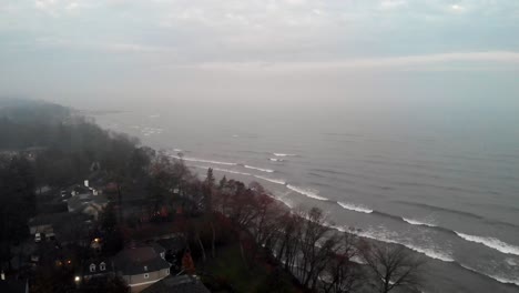 suburban ontario neighbourhood by lake ontario on a cloudy day in the fall