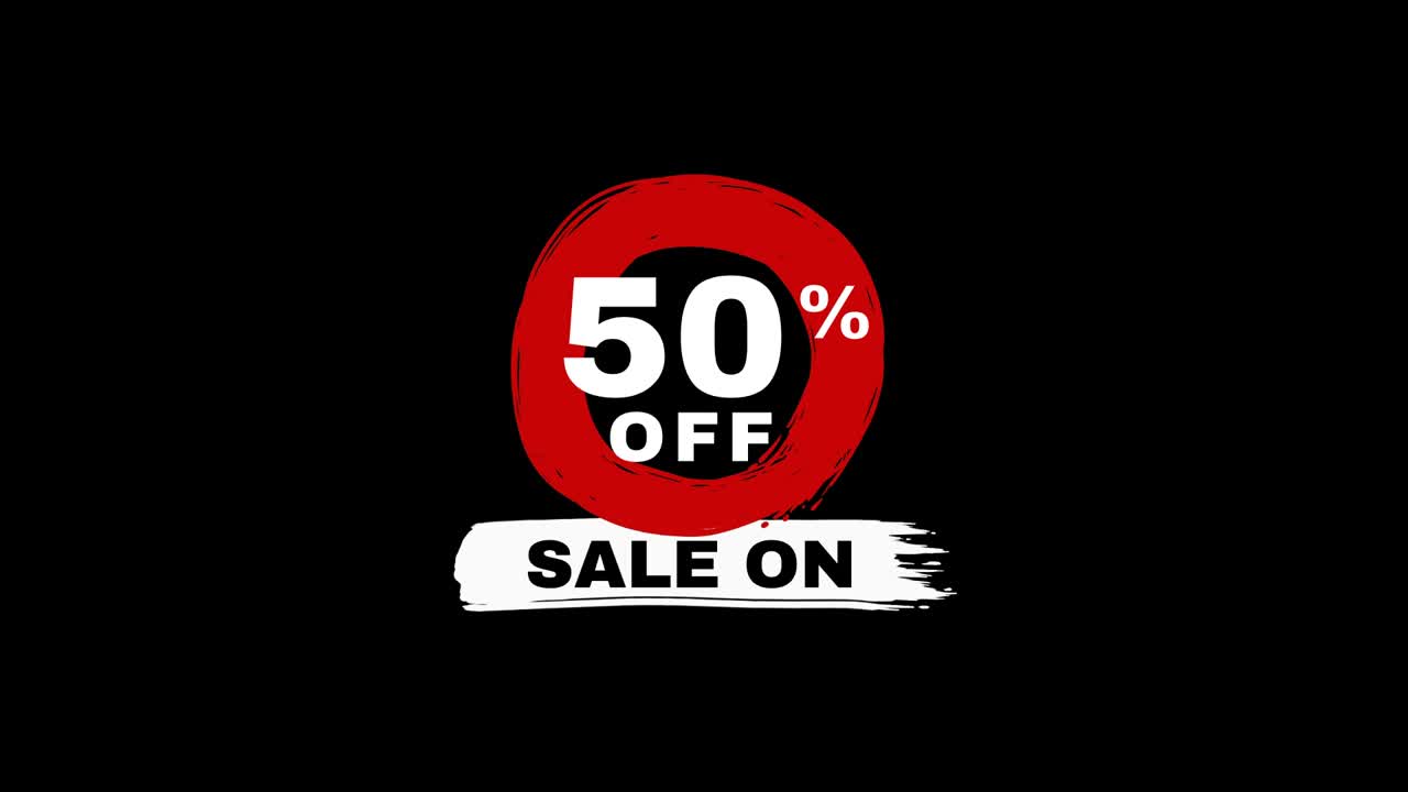 Cartello con scritta "Sconti del 50%" in grassetto e luci lampeggianti brillanti, progettato per attirare l'attenzione ed evidenziare sconti a tempo limitato e offerte speciali