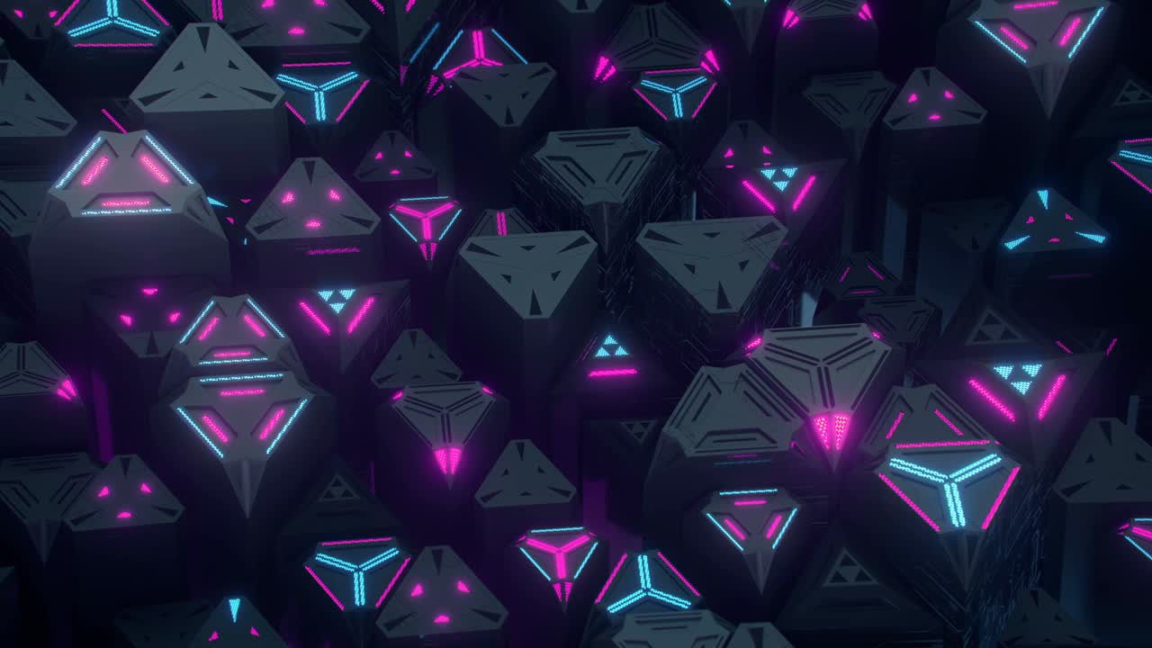 visualización de estilo cyberpunk de neón brillante bucle sin costuras animación de renderización en 3d