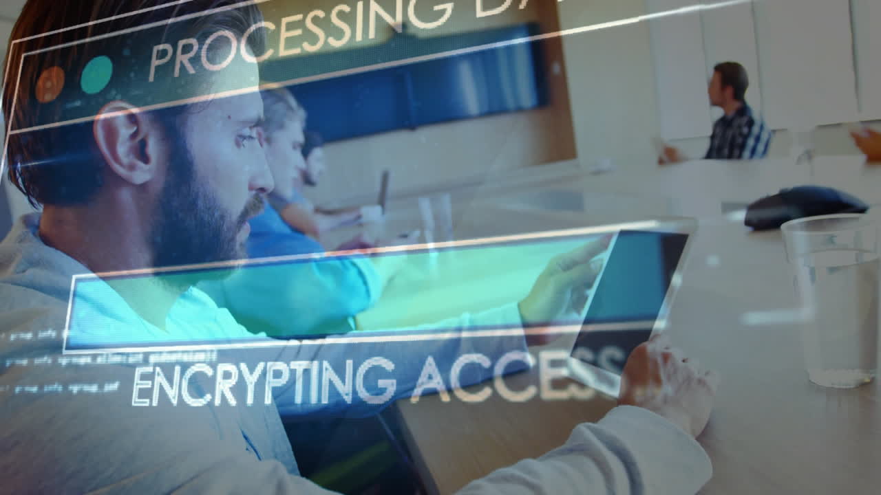 Processing data and discovering database animation over people using tablets in office
