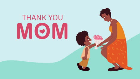 mother's day illustration with child presenting flowers