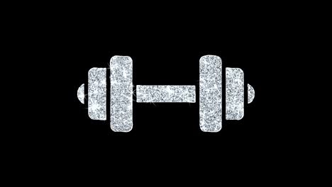 dumbbell glitch icon shining glitter loop blinking particles .