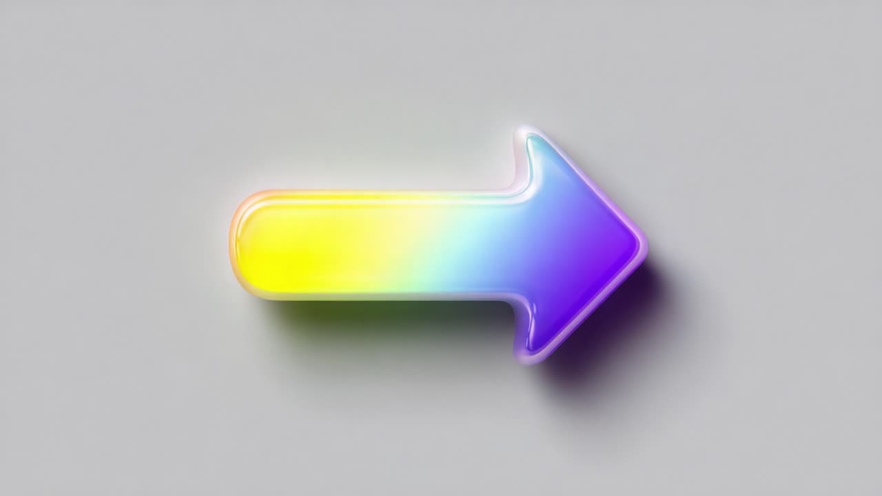 Vibrant Gradient Arrow Transitioning in Color from Pink to Yellow on a Neutral Background, Representing Direction and Movement in Design Element for Various Digital Uses