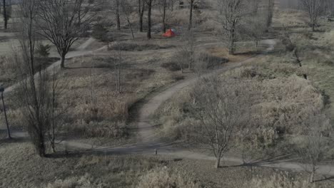 a large winter forest camping site filmed at log profile