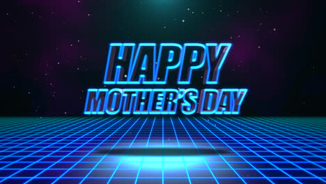 Happy-Mother-Day-with-blue-grid-and-stars-in-galaxy-in-90s-style