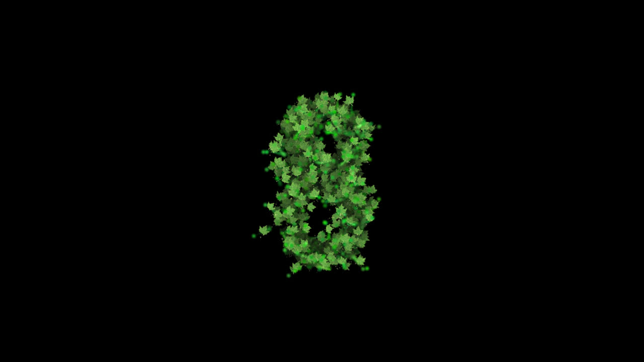 Green leaves forming number eight on transparent background