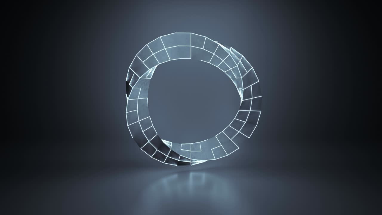 скрученный круг научно-фантастическая форма цикличная 3d рендеринговая анимация