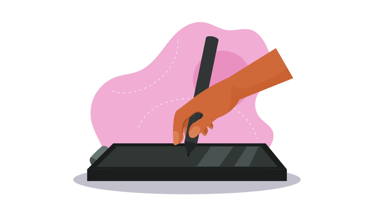 그래픽 태블릿 애니메이션의 손 디자이너