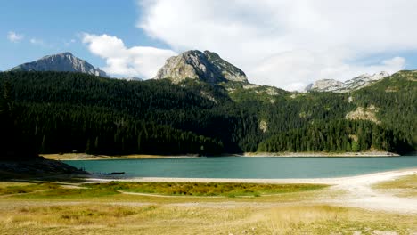 panorama of the black large lake