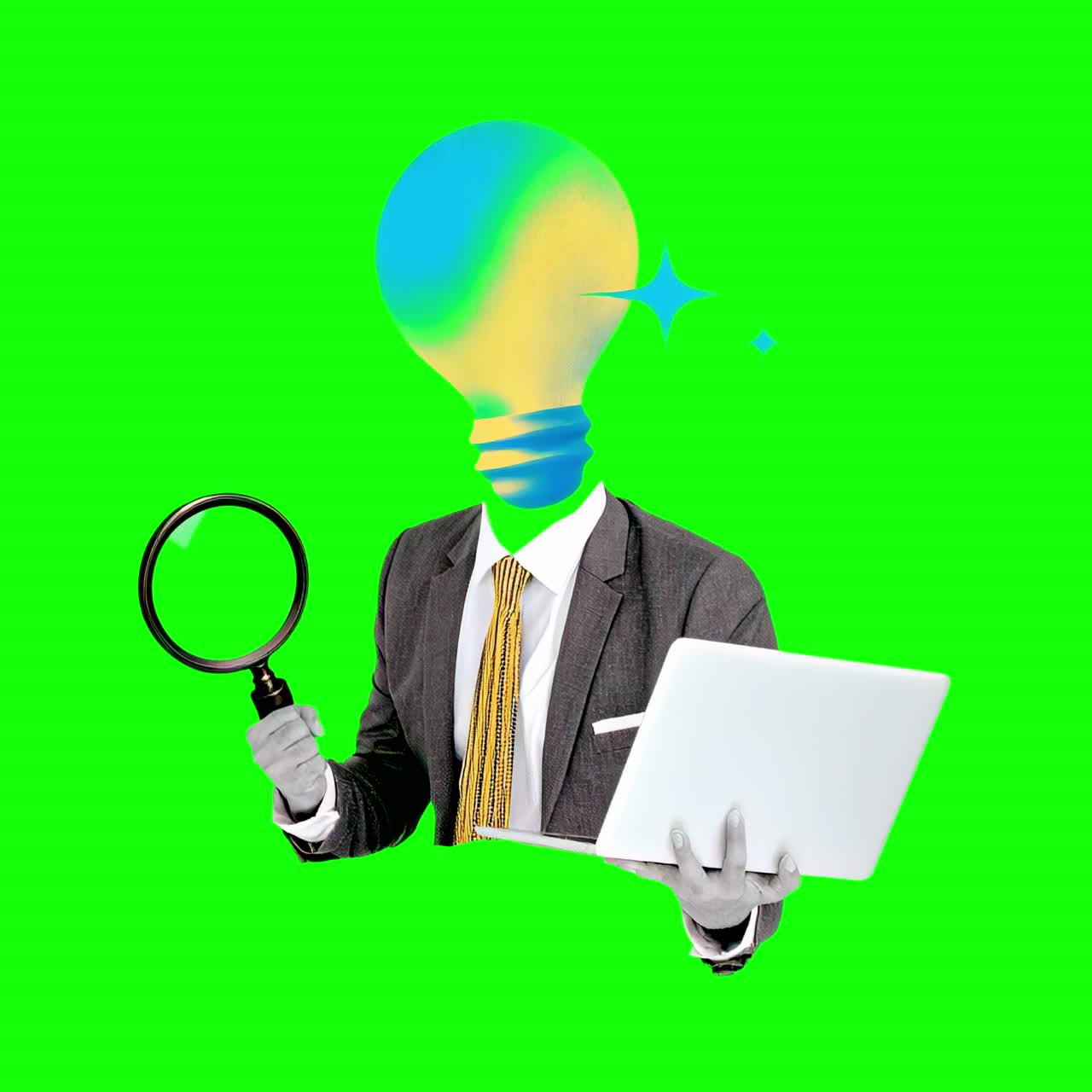 Innovative business idea exploration animation, transparent 4K video, green screen