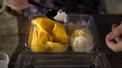 sticky mango rice, traditional thai food dessert.