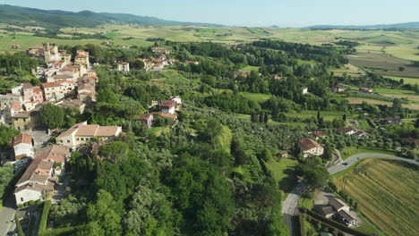 old town surrounded by countryside natures in lorenzana, tuscany italy