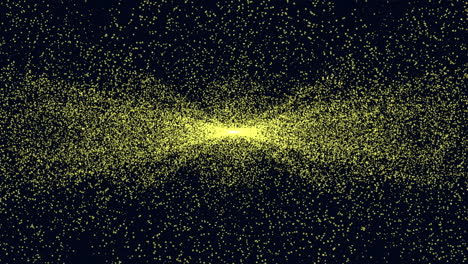 motion small yellow glitters and dust with flash light on dark space