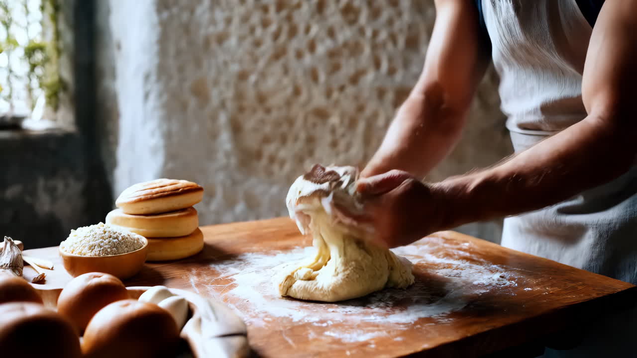 A Baker Kneading Dough