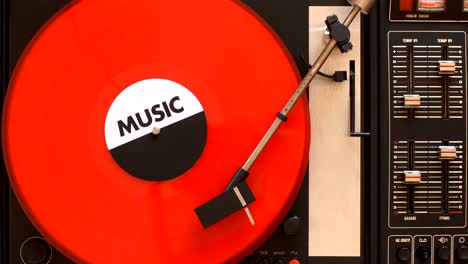 a record player turntable with it's stylus running along a vinyl record