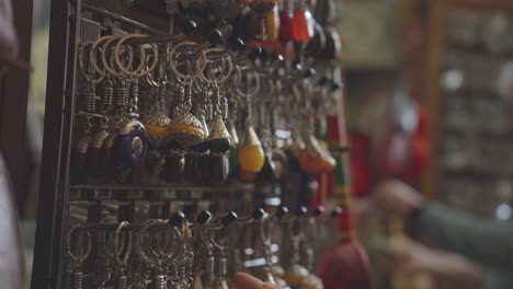 young traveller shopping craft art in the street of fez capital of morocco