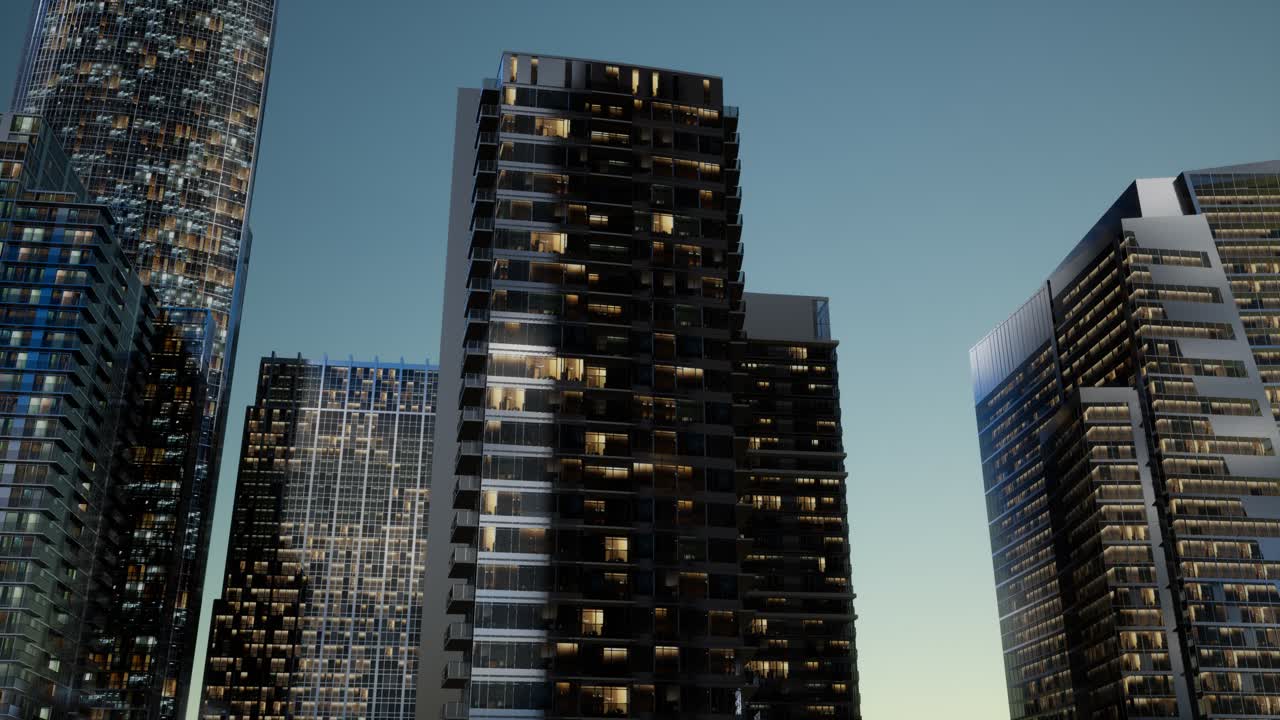 rascacielos de la ciudad por la noche