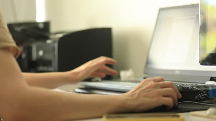 Professional working at a desk on her laptop