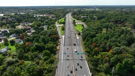 highway in america aerial view of multilane expressway