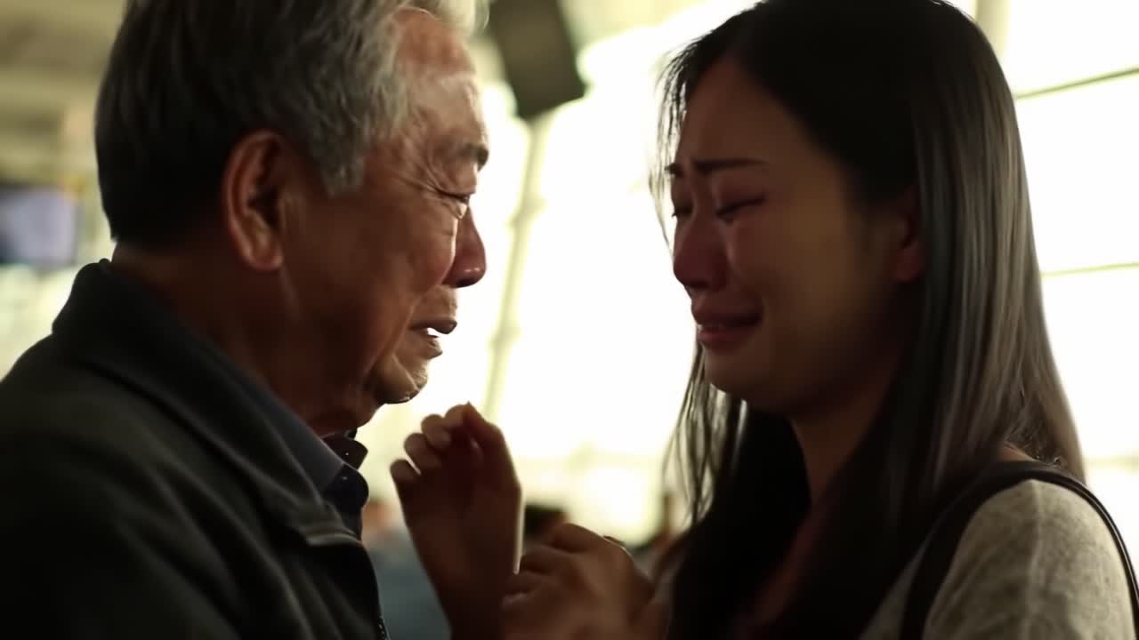 An Emotional Reunion: A Heartfelt Moment Between a Father and Daughter at the Airport, Capturing the Depth of Love and Longing in Their Embrace