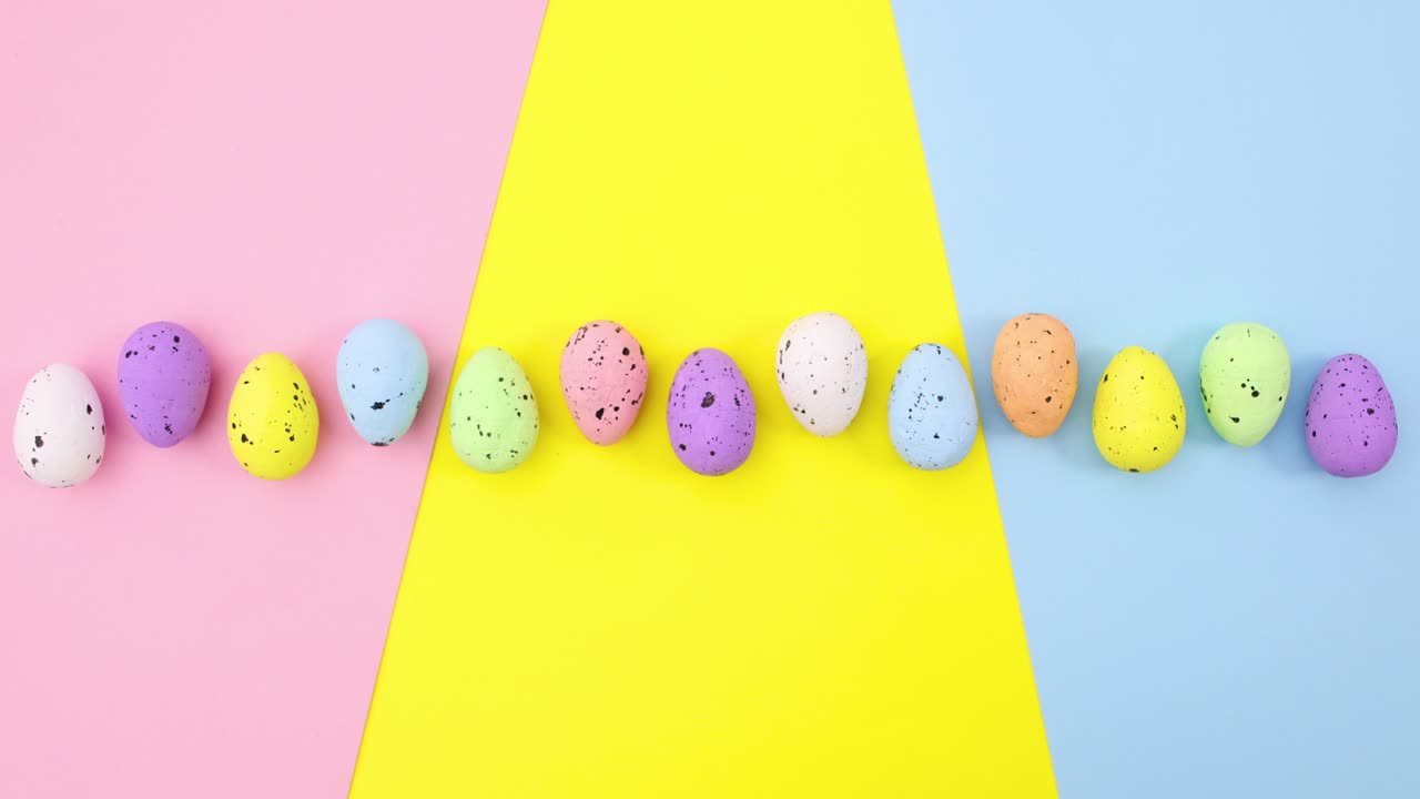 Colorful Easter eggs move on Colorful theme for Easter holiday. Stop motion