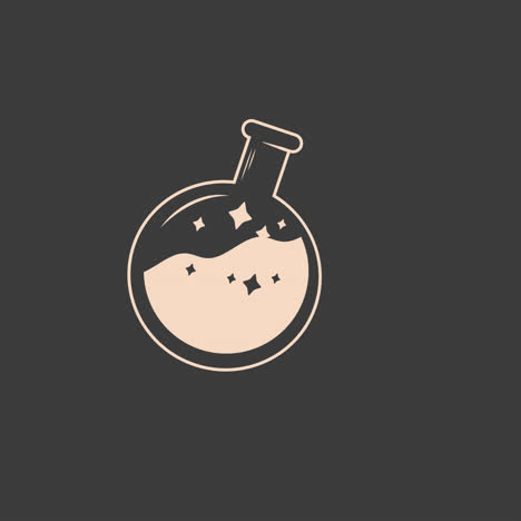stylized flask with sparkling liquid icon