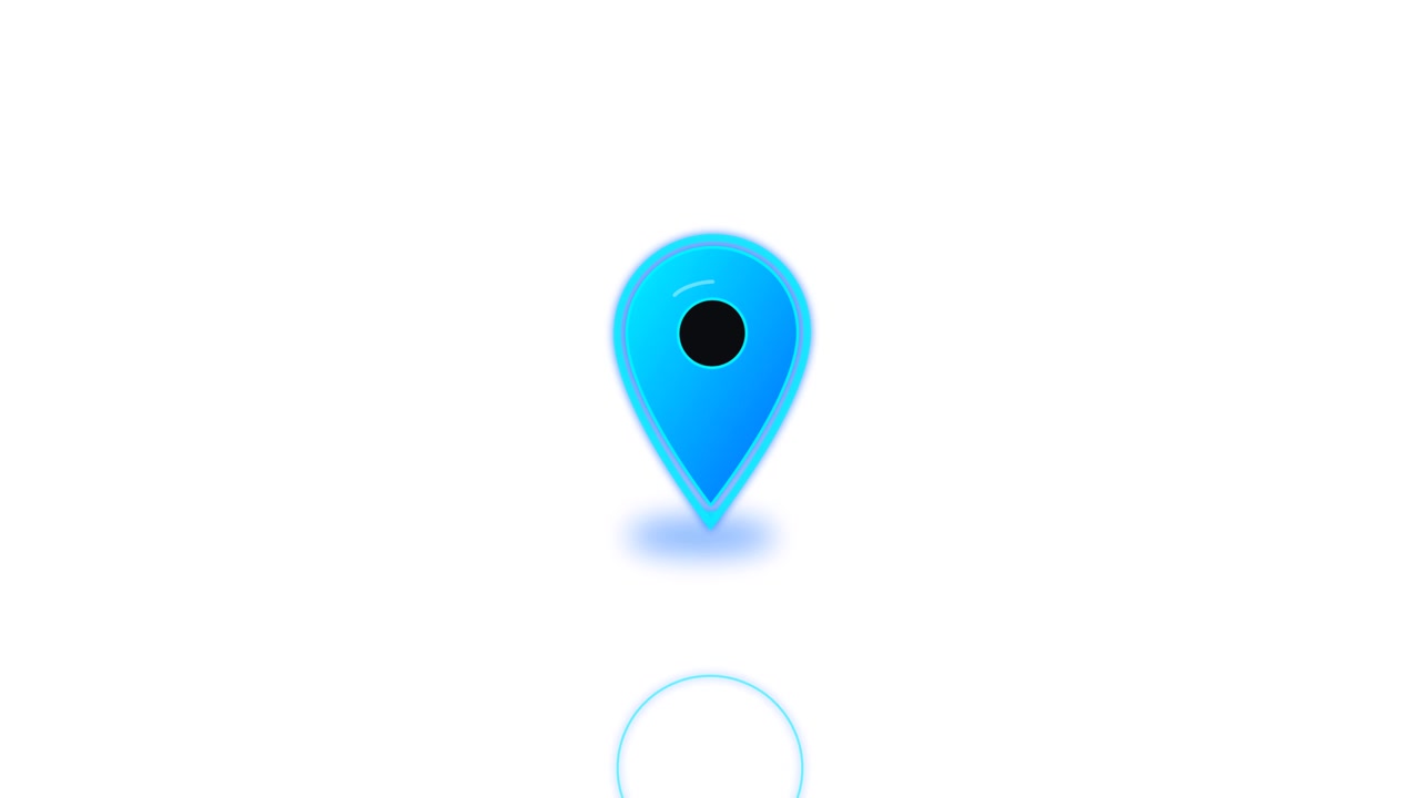 Animated Blue Map Location Pin Icon on White Background
