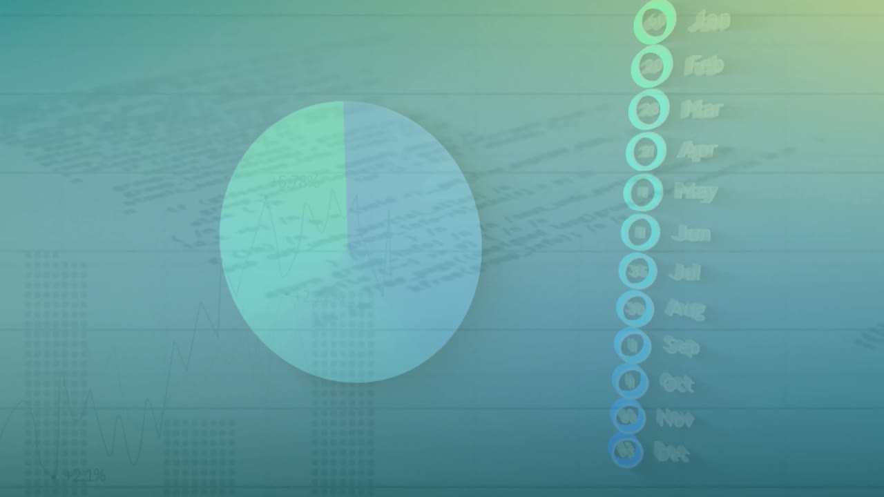 animación del procesamiento de datos estadísticos contra un fondo de gradiente azul