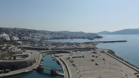 Drone,-aerial-views-of-Mykonos-Greece