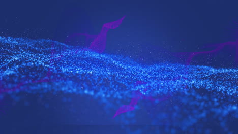 animation of light spots over purple shapes on blue background