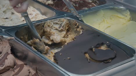 Scooping-rich-Italian-gelato-in-Venice---close-up