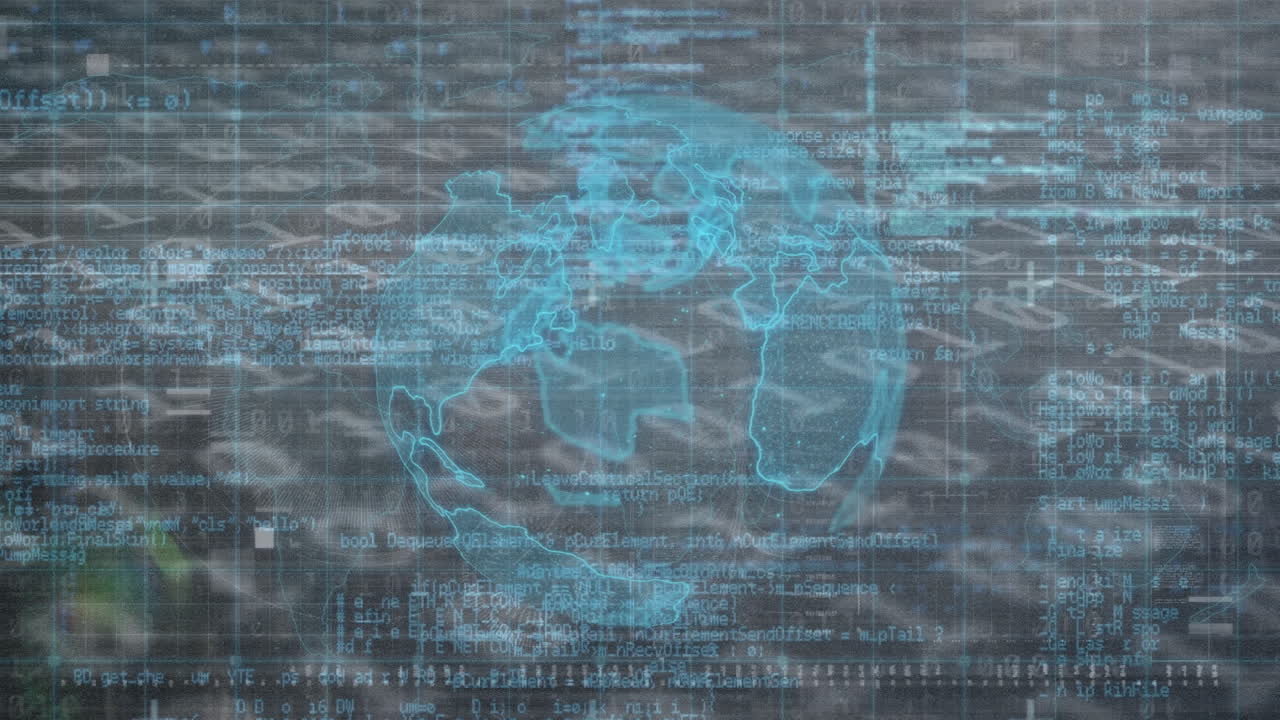 데이터 프로세싱과 더불어 지구의 애니메이션