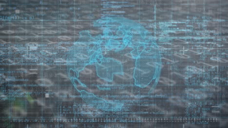 animation of globe over data processing and