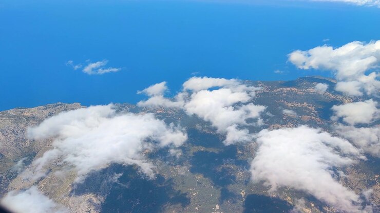 Aerial View Rocky Shoreline Covered With Clouds Palma De Mallorca Spain