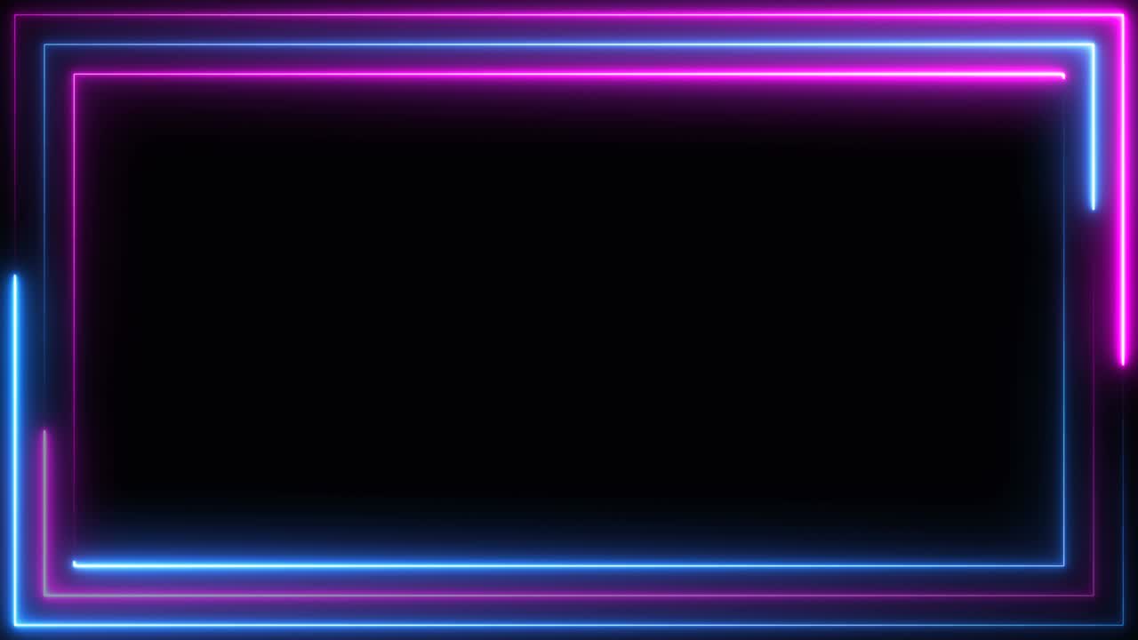 azul púrpura rosa marco de neón línea de luz corriendo bucle cuadrado superposición negra, colóquelo sobre su metraje en el modo de agregar o pantalla o usar como fondo.
