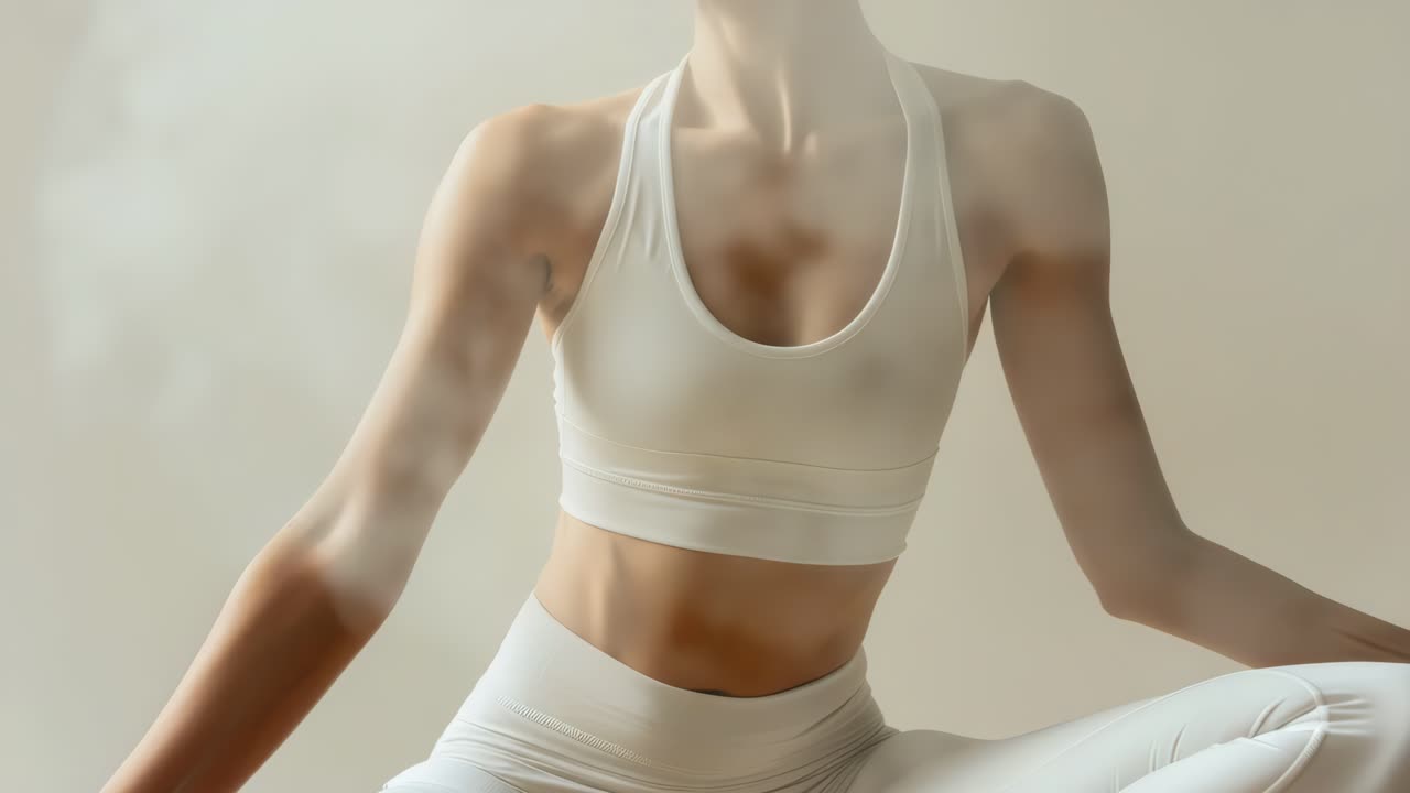 Close-up of Fit Woman in White Athletic Wear