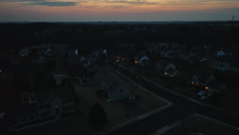 suburban homes at night