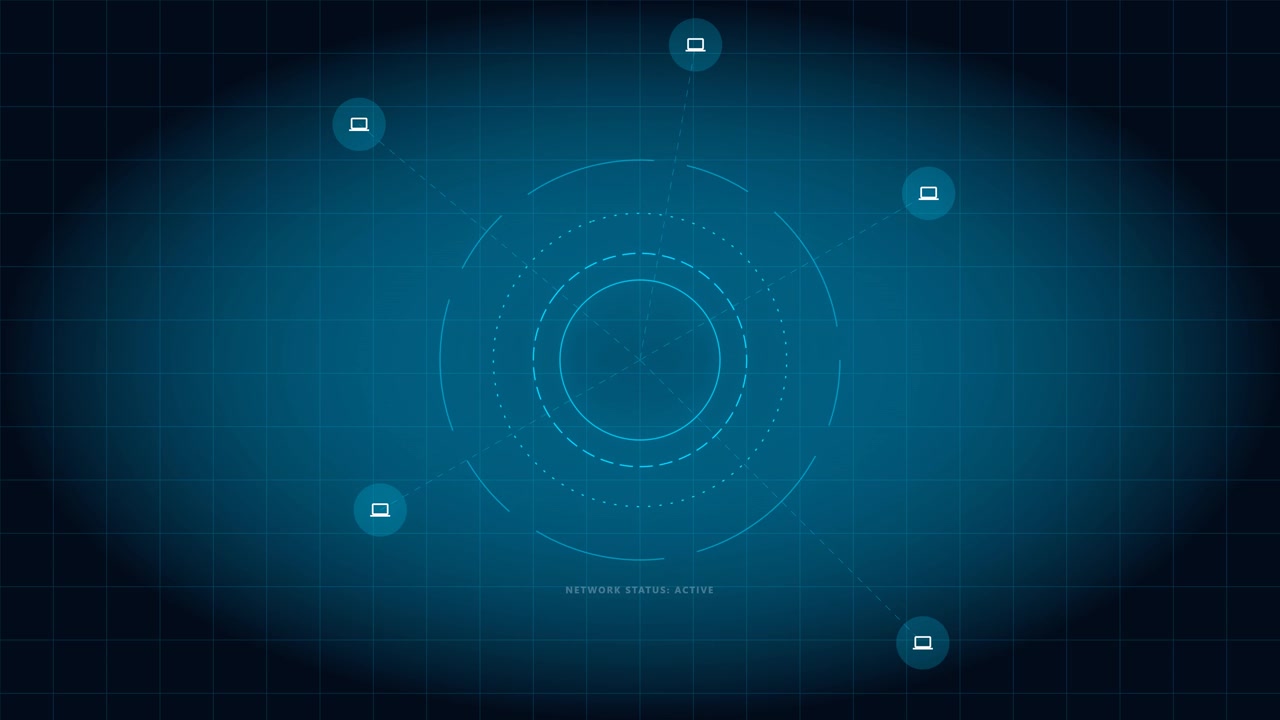 Digital Network Interface with Connected Laptop Icons