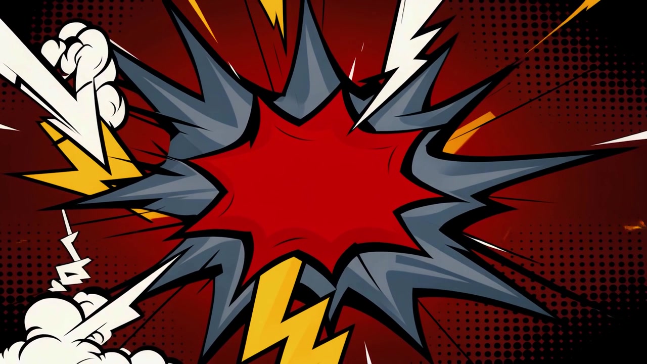 Sfondo animato con esplosione a fumetto Pop Art