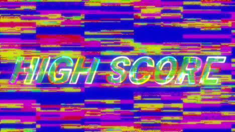 animation of high score text over colourful interference